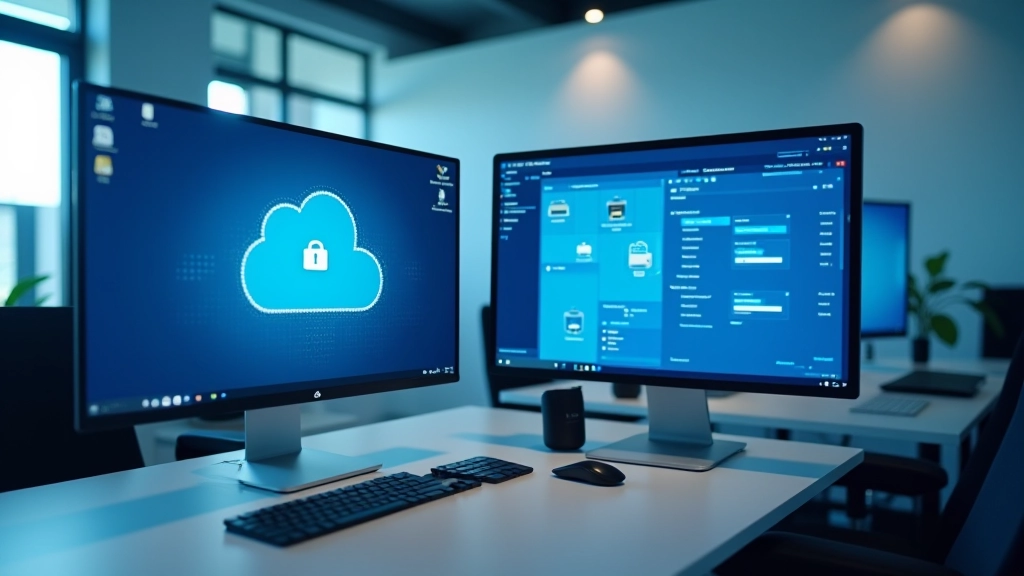 Telas de computador mostrando diferentes interfaces de serviços de armazenamento em nuvem lado a lado